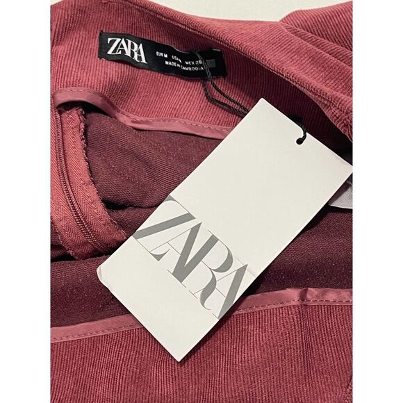 Zara Draped Corduroy Ruched Mini Skirt Dusty Burgundy Red Women’s Size Medium‎ - Picture 6 of 10